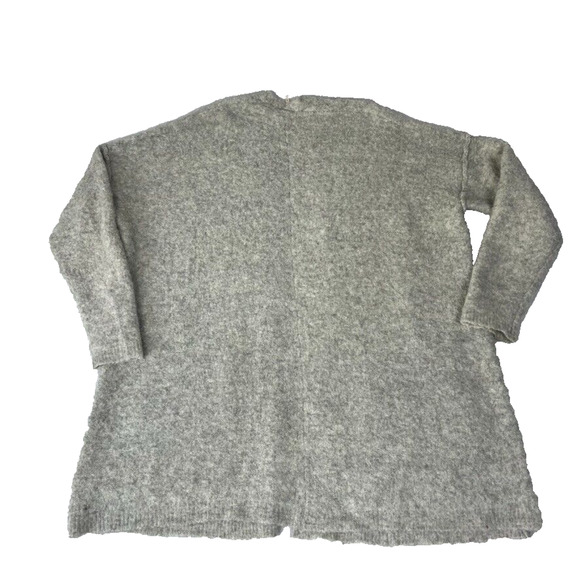 Free People Sweater Cardigan Women L Gray Phantom Open Front Grandpa Mohair Wool - Picture 2 of 7